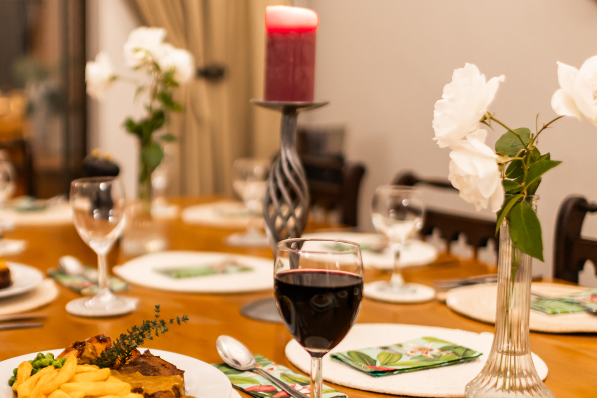 Dinner served in the dining room